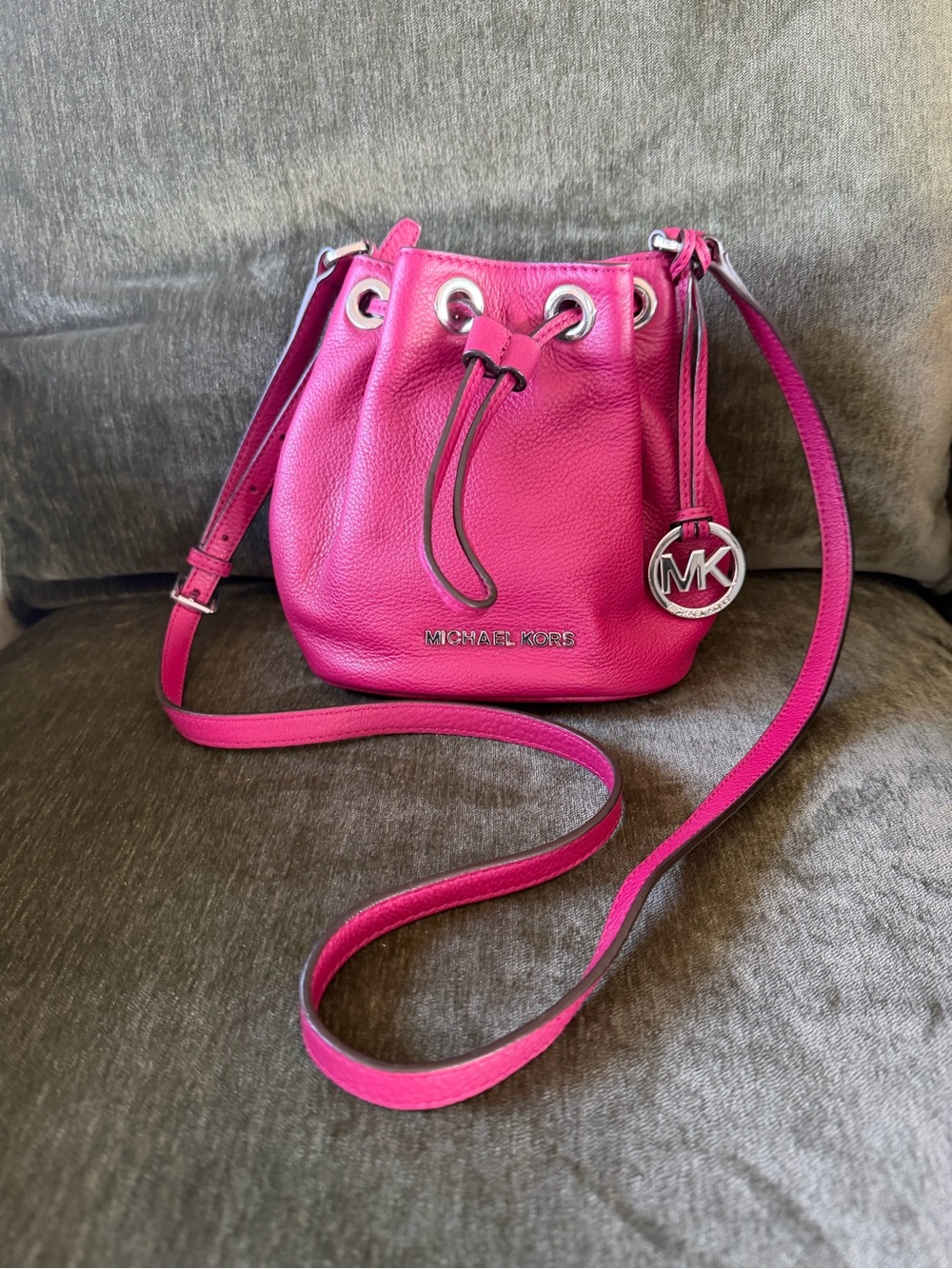 Michael Kors Leather Drawstring Crossbody Bag